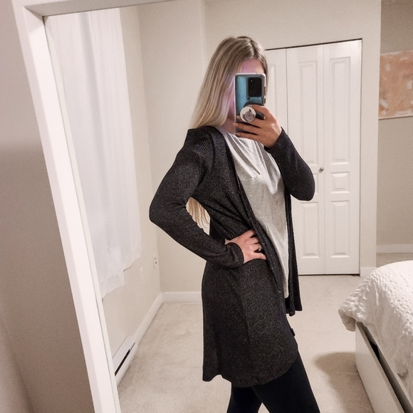 STACCATO LONG GREY CARDIGAN WITH BUTTONS - Picture 1 of 4